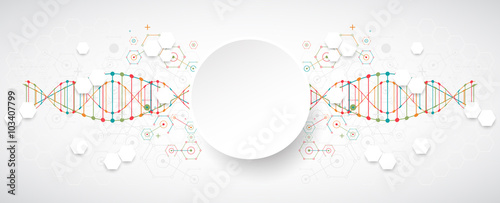 Science template, wallpaper or banner with a DNA molecules.