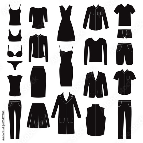 Set of woman and man clothes icons  vector illustration