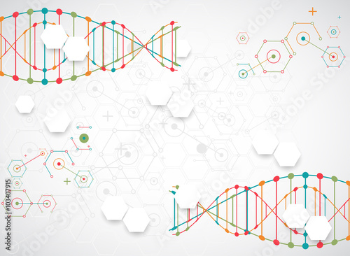 Science template, wallpaper or banner with a DNA molecules.