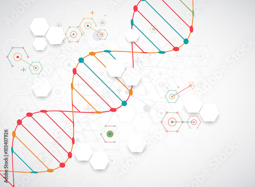 Science template, wallpaper or banner with a DNA molecules.