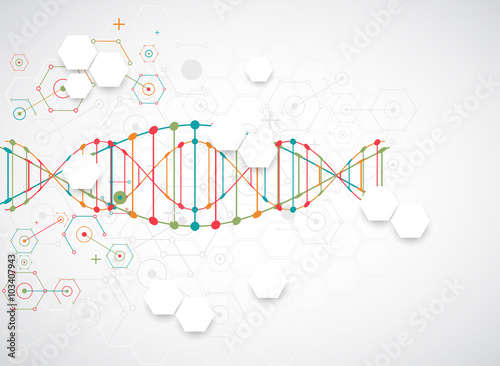 Science template, wallpaper or banner with a DNA molecules.