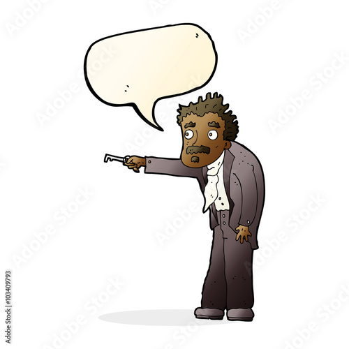 cartoon man trembling with key unlocking with speech bubble