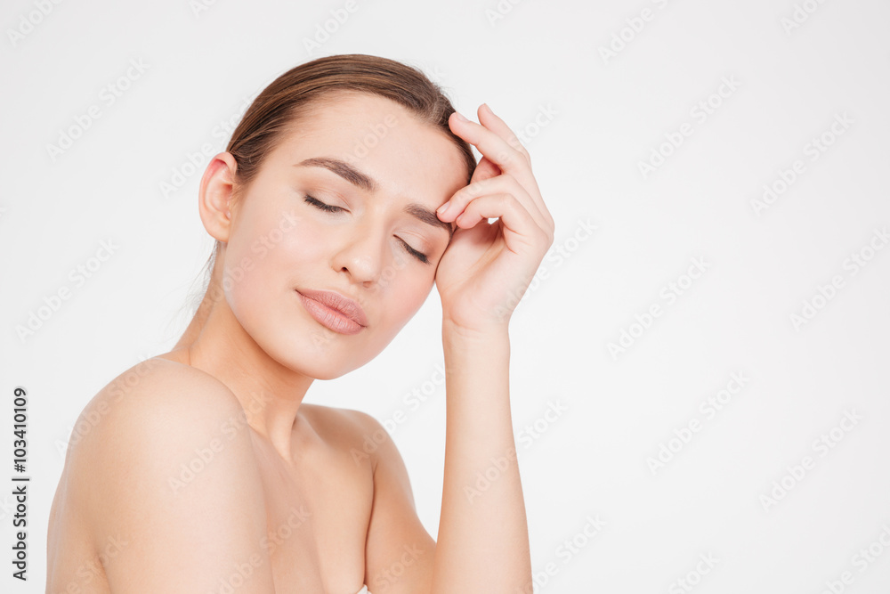 Beauty portrait of attractive sensual young woman with closed eyes