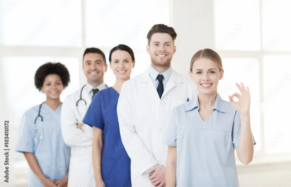 group of doctors and nurses at hospital