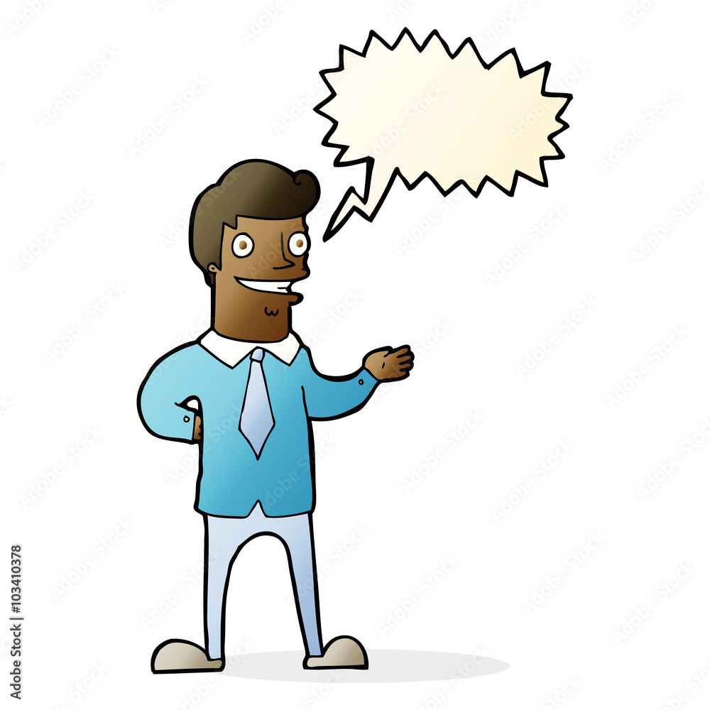cartoon salesman with speech bubble cartoon salesman with speech bubble