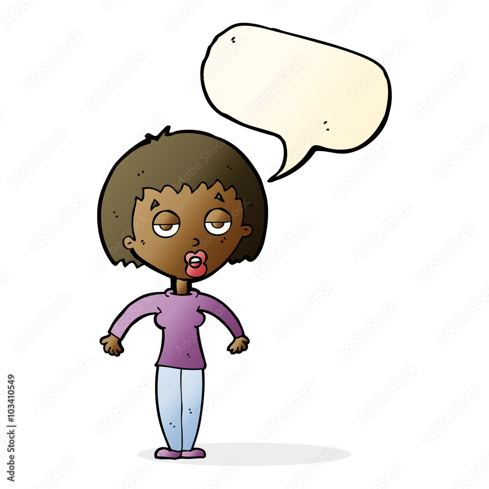 cartoon woman shrugging shoulders with speech bubble cartoon woman shrugging shoulders with speech bubble