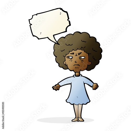 cartoon bitter old woman with speech bubble