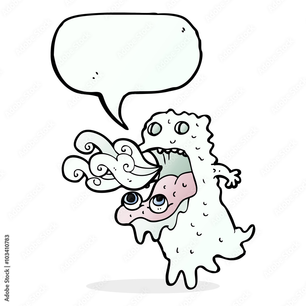 Obraz premium cartoon gross ghost with speech bubble