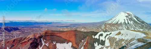 Panoramic view of Red Crater and Mount Ngauruhoe in the Tongarir