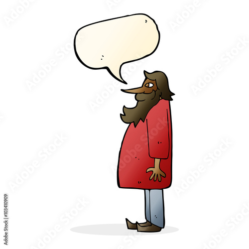 cartoon bearded old man with speech bubble