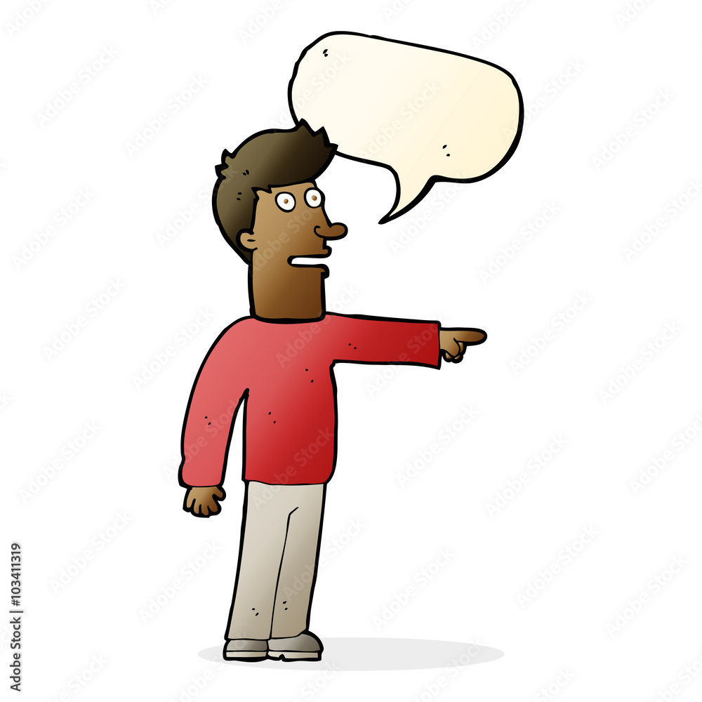 Fototapeta premium cartoon man pointing with speech bubble