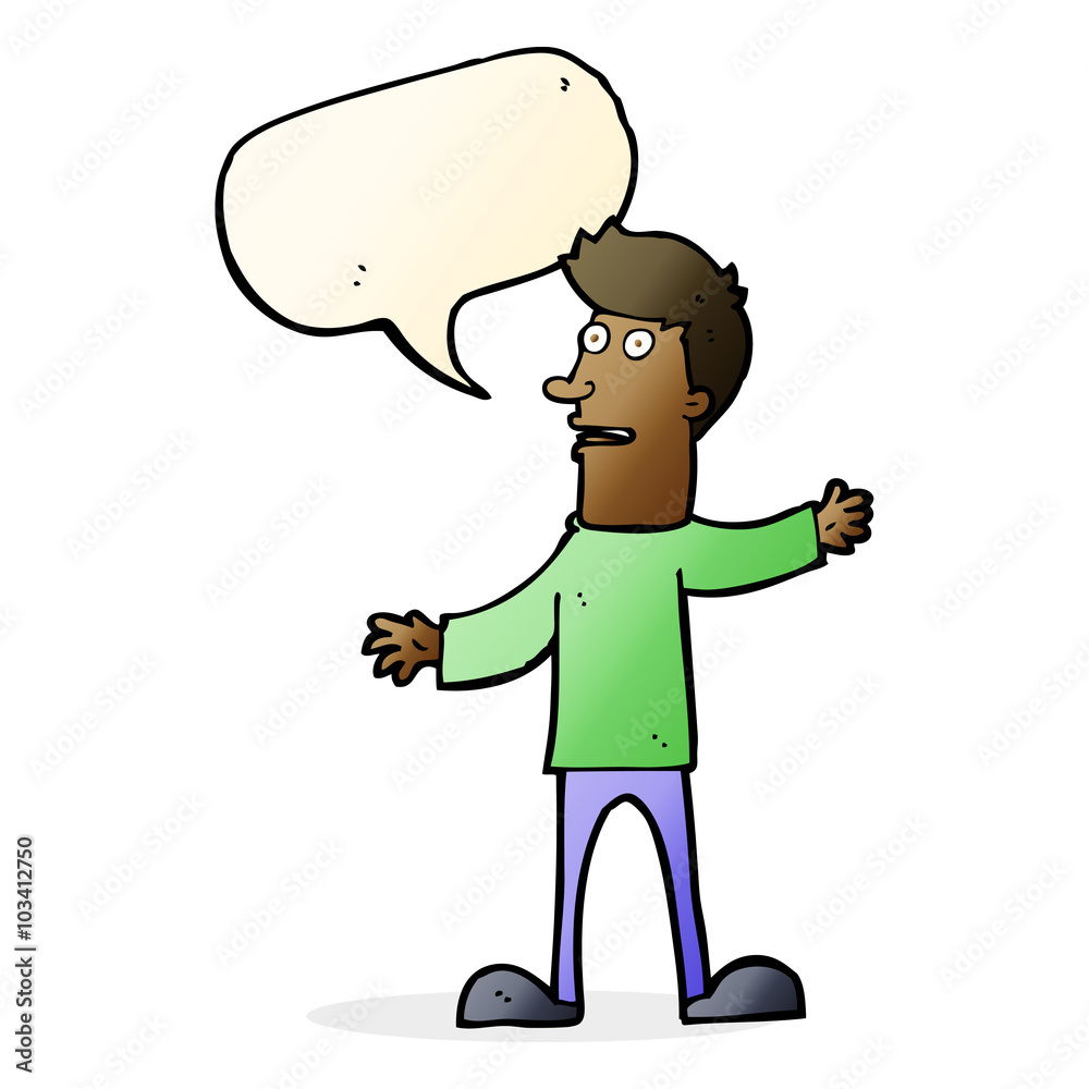 cartoon surprised man with speech bubble