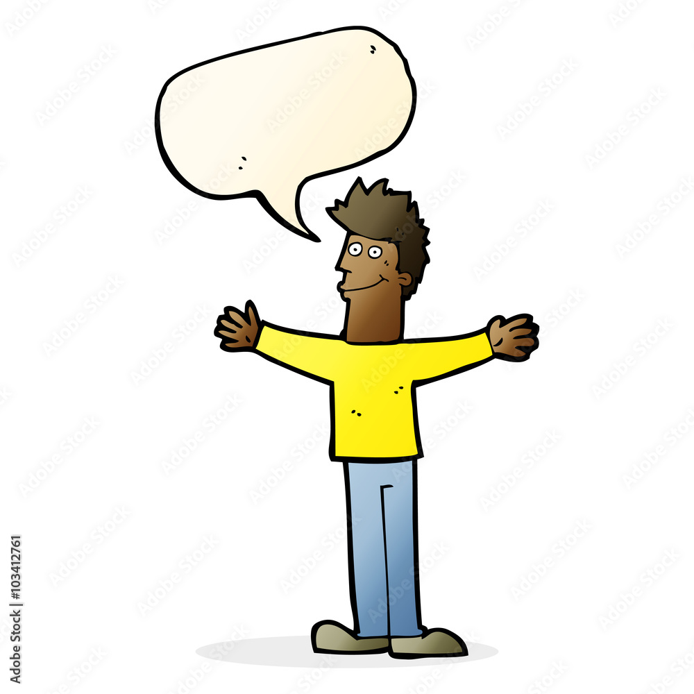 cartoon happy man with speech bubble cartoon happy man with speech bubble