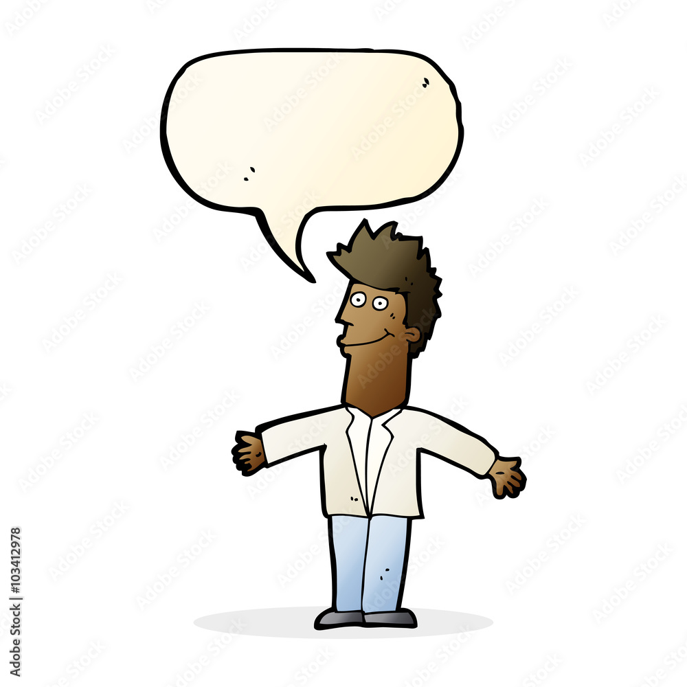 Fototapeta premium cartoon happy man with speech bubble