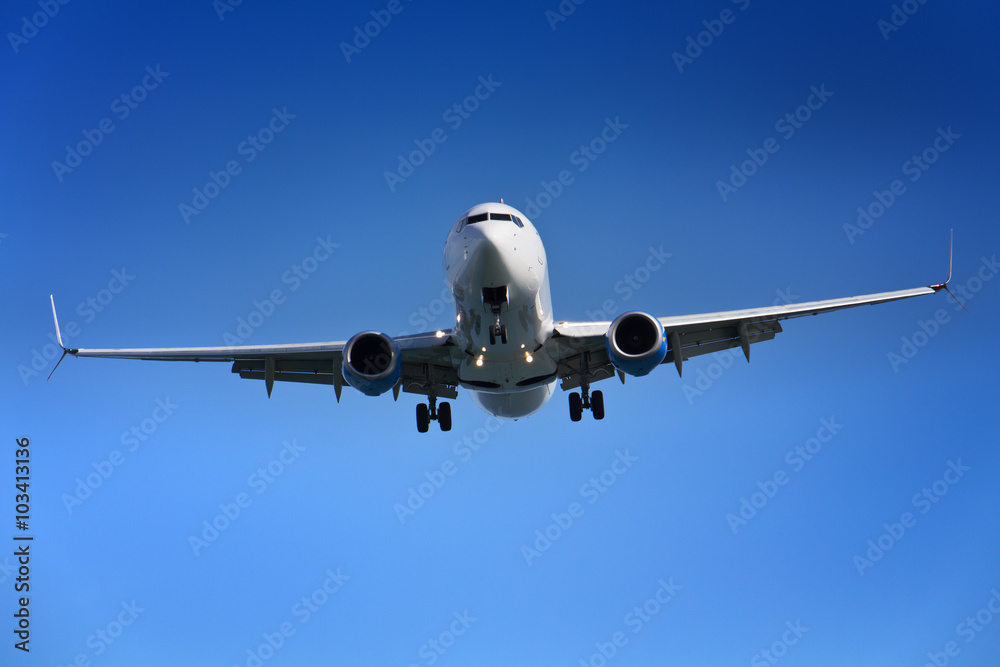 Aeroplane approaching airport Aeroplane approaching airport