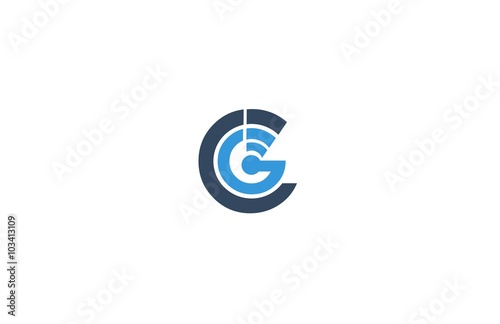 letter c g circle wireless logo connection