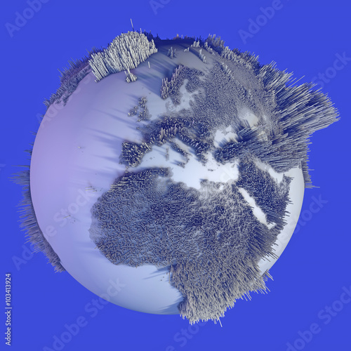 Mondo globo astratto, mappa delle altezze, istogrammmi photo