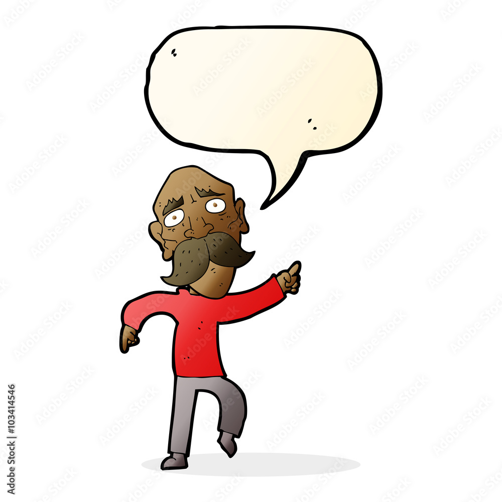 cartoon sad old man pointing with speech bubble cartoon sad old man pointing with speech bubble
