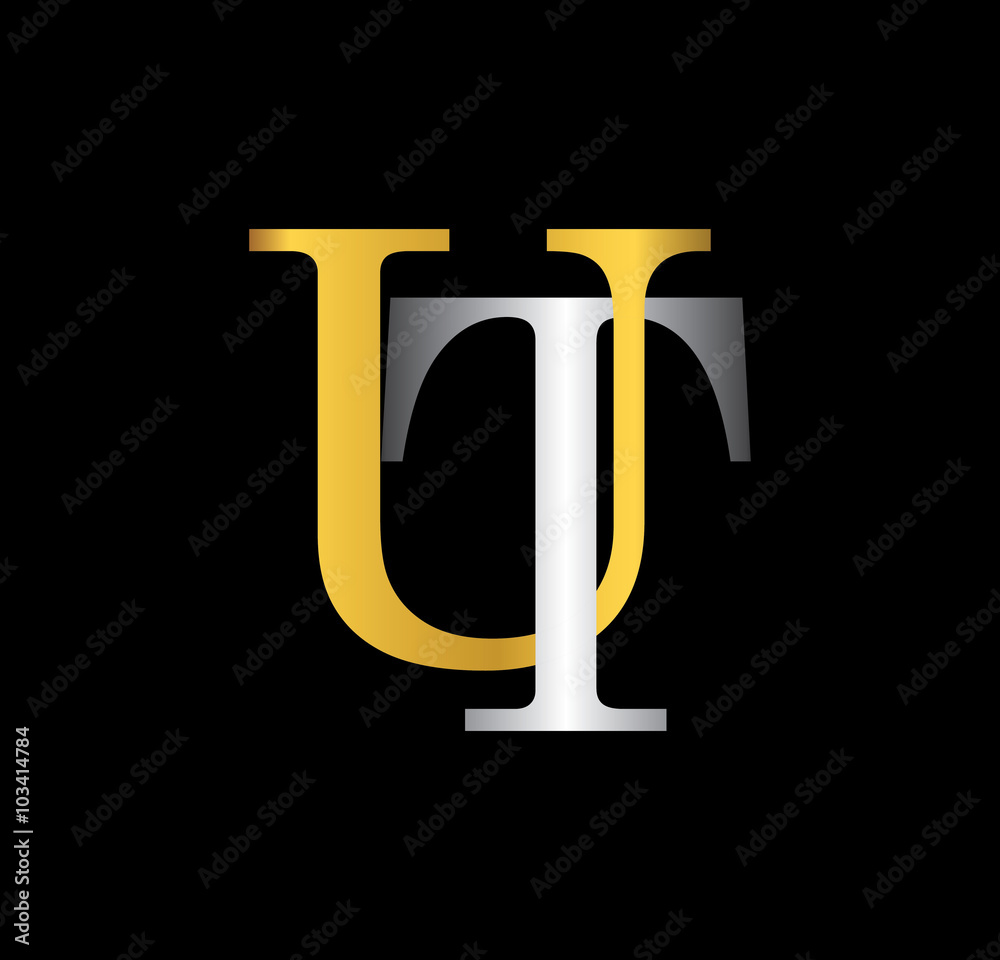 UT initial letter with gold and silver UT initial letter with gold and silver
