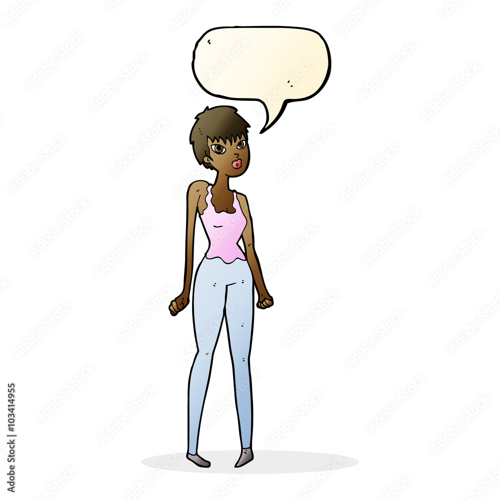 cartoon pretty woman with speech bubble cartoon pretty woman with speech bubble