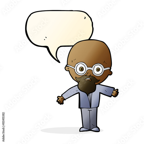 cartoon genius scientist with speech bubble