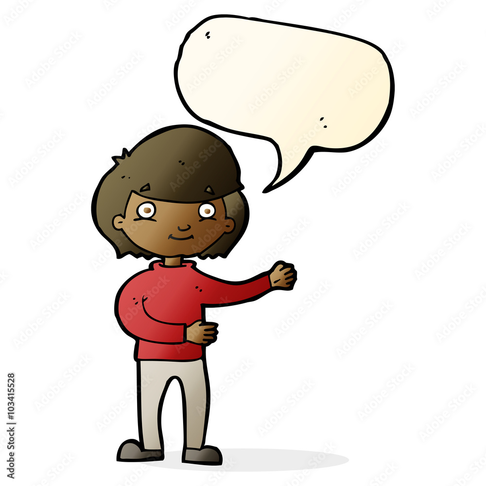 Fototapeta premium cartoon happy person with speech bubble