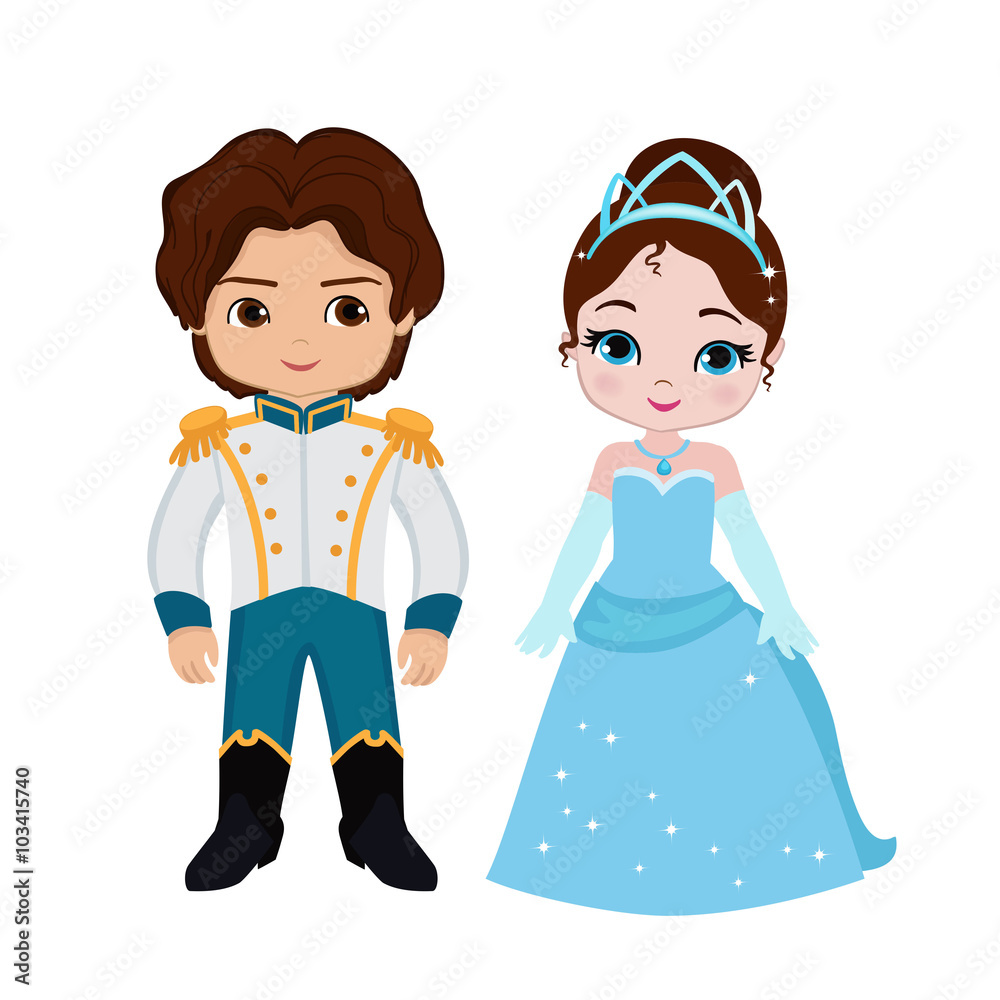 Illustration of very cute Prince and Princess
