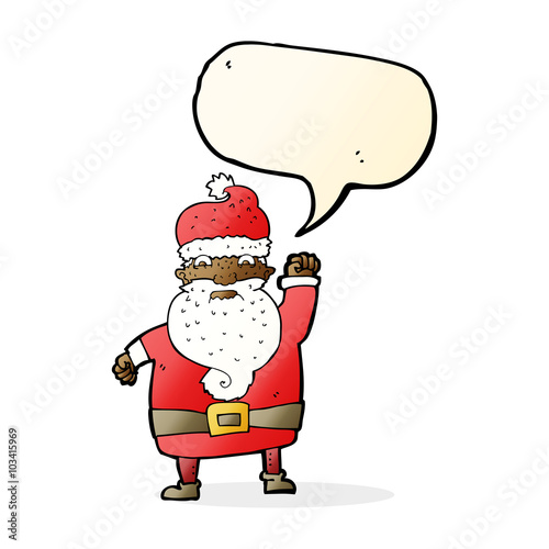 cartoon angry santa claus with speech bubble