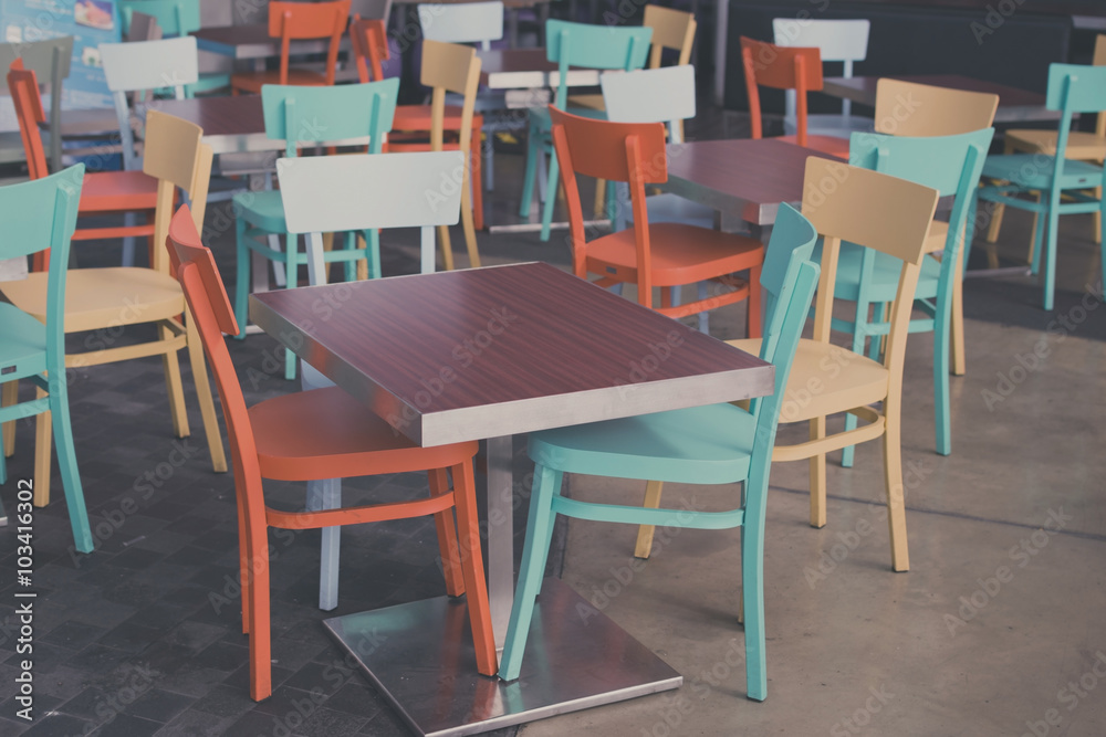 colorful chairs in coffee shop