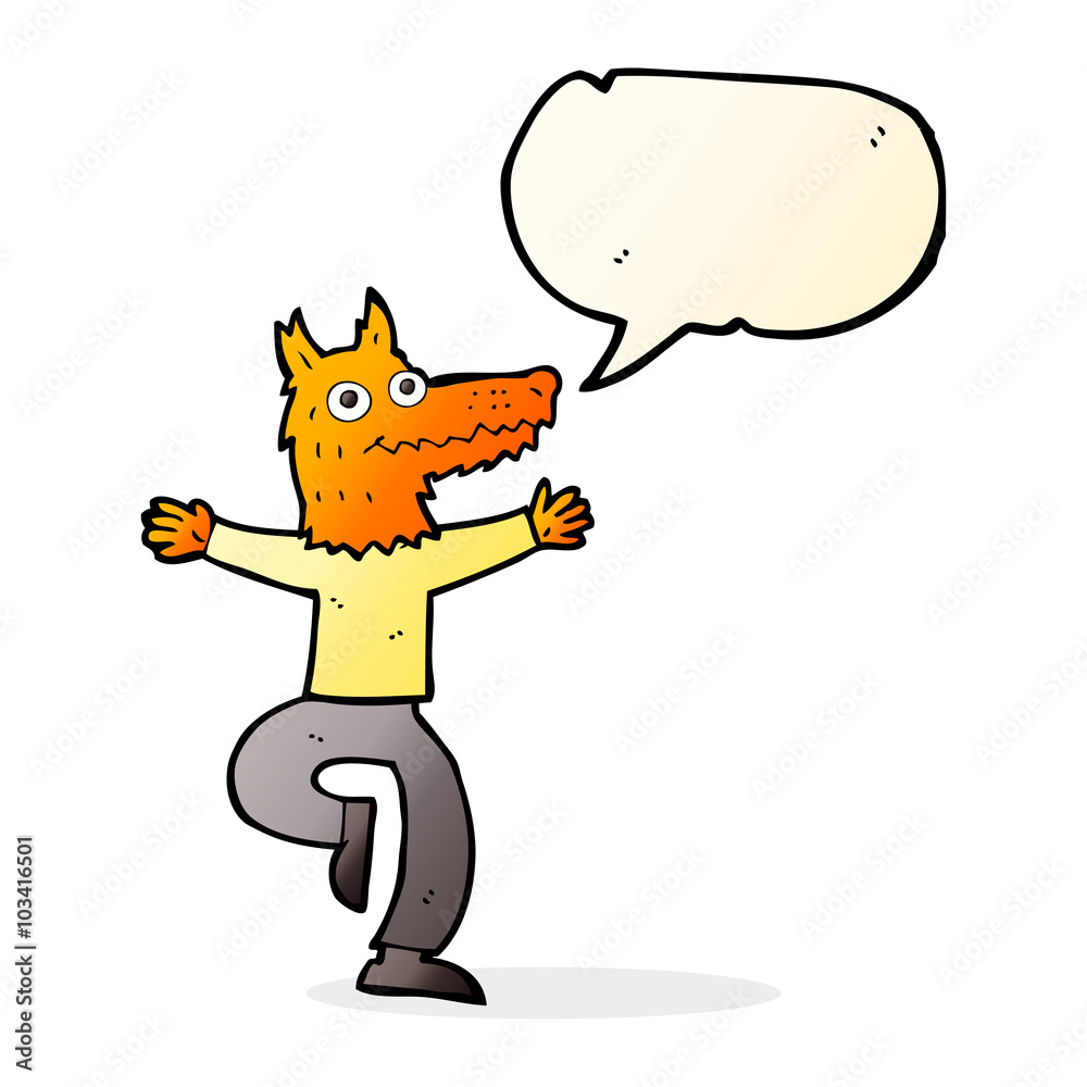 cartoon fox man with speech bubble cartoon fox man with speech bubble