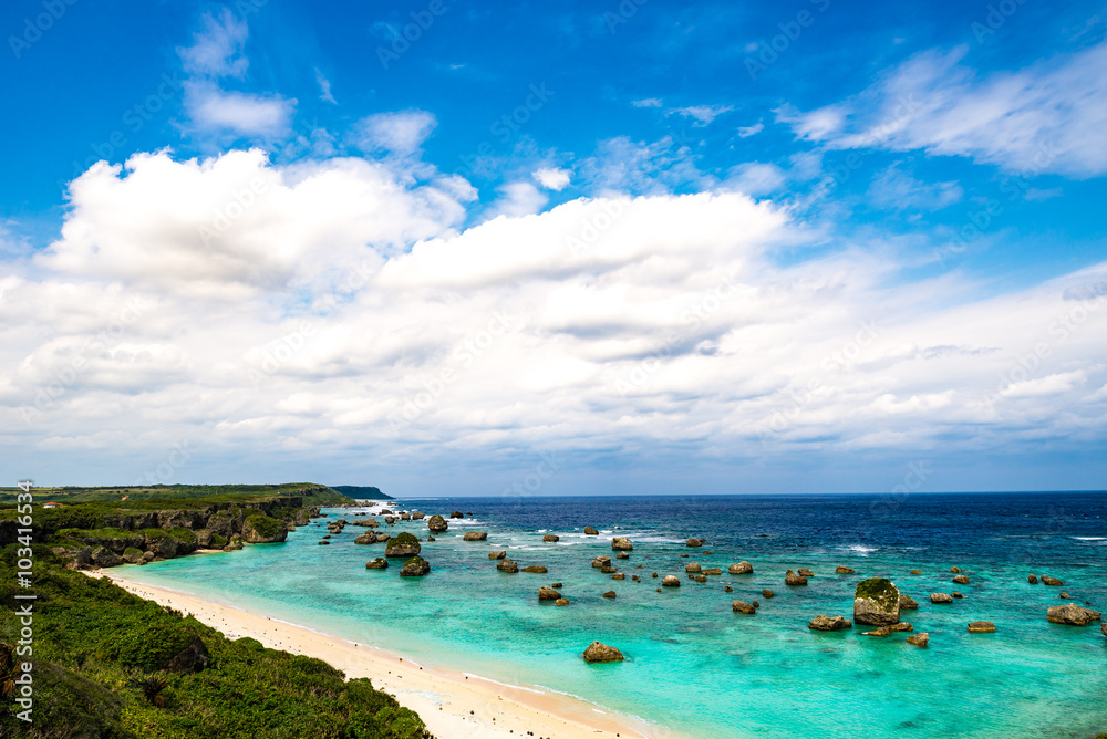 Sea, coast, rock, seascape. Okinawa, Japan, Asia.
