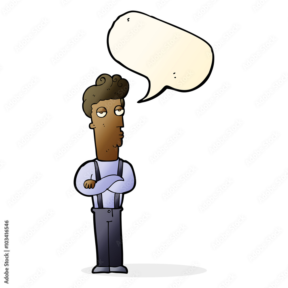 cartoon unimpressed man with speech bubble cartoon unimpressed man with speech bubble