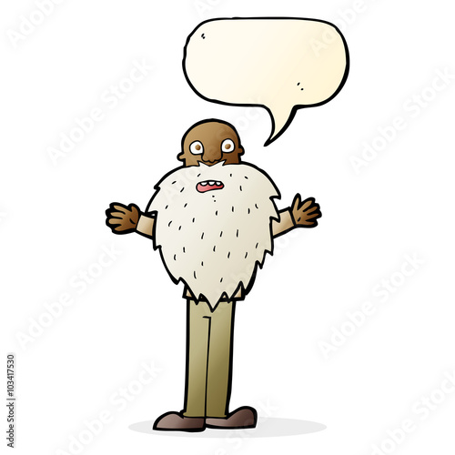 cartoon bearded old man with speech bubble