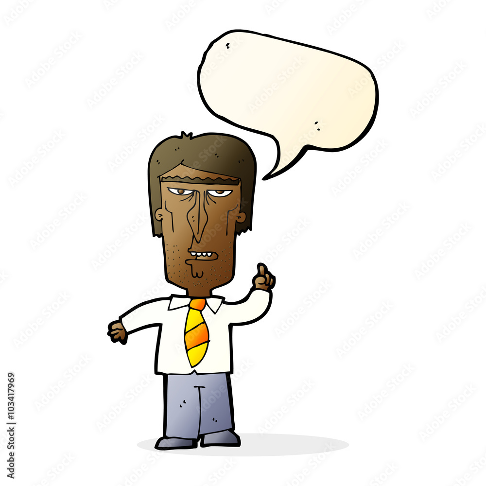 Fototapeta premium cartoon grumpy boss with speech bubble