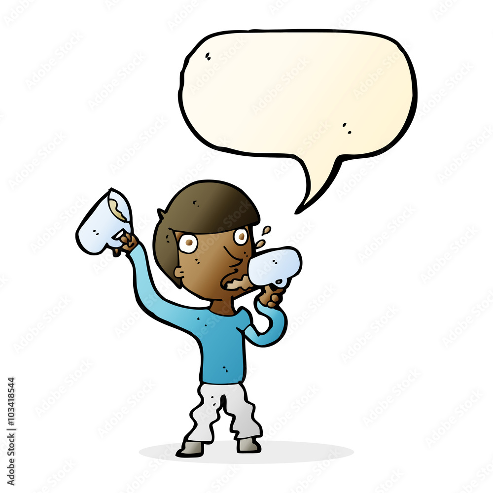 cartoon man drinking beer with speech bubble cartoon man drinking beer with speech bubble
