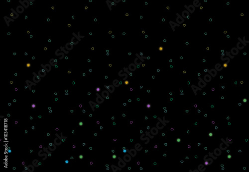 seamless neon hearts pattern. beautiful pop abstract allover design. hearts in vibrant, neon colors. on dark background, for fashion, interior, stationery, web.