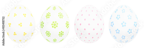 Set 4 White Easter Eggs Pastel Dots