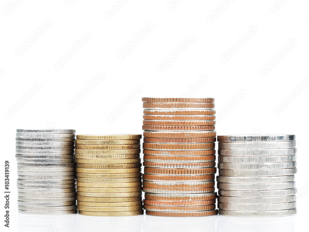metal coins isolated on white background metal coins isolated on white background