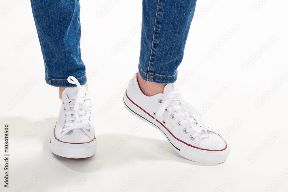 Teenage fashion style on white background.