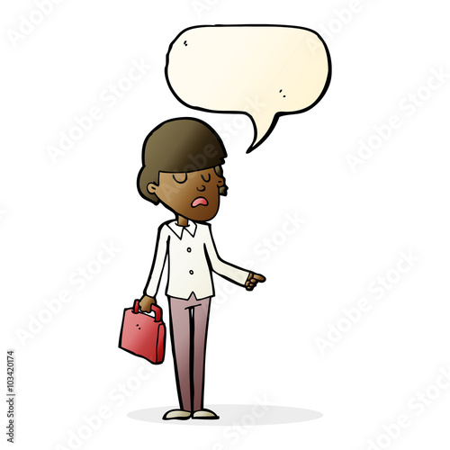 cartoon arrogant businessman pointing with speech bubble