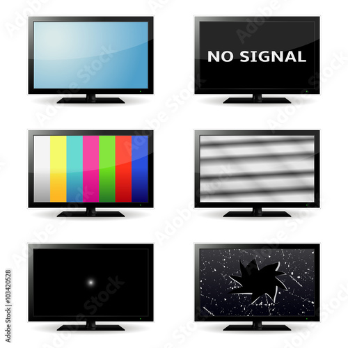 lcd tv set, realistic vector illustration