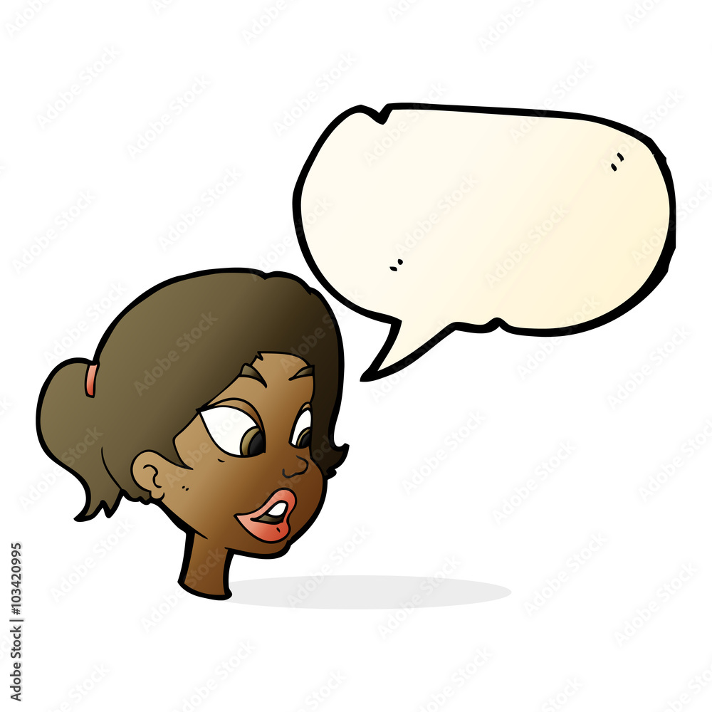 cartoon friendly woman with speech bubble cartoon friendly woman with speech bubble