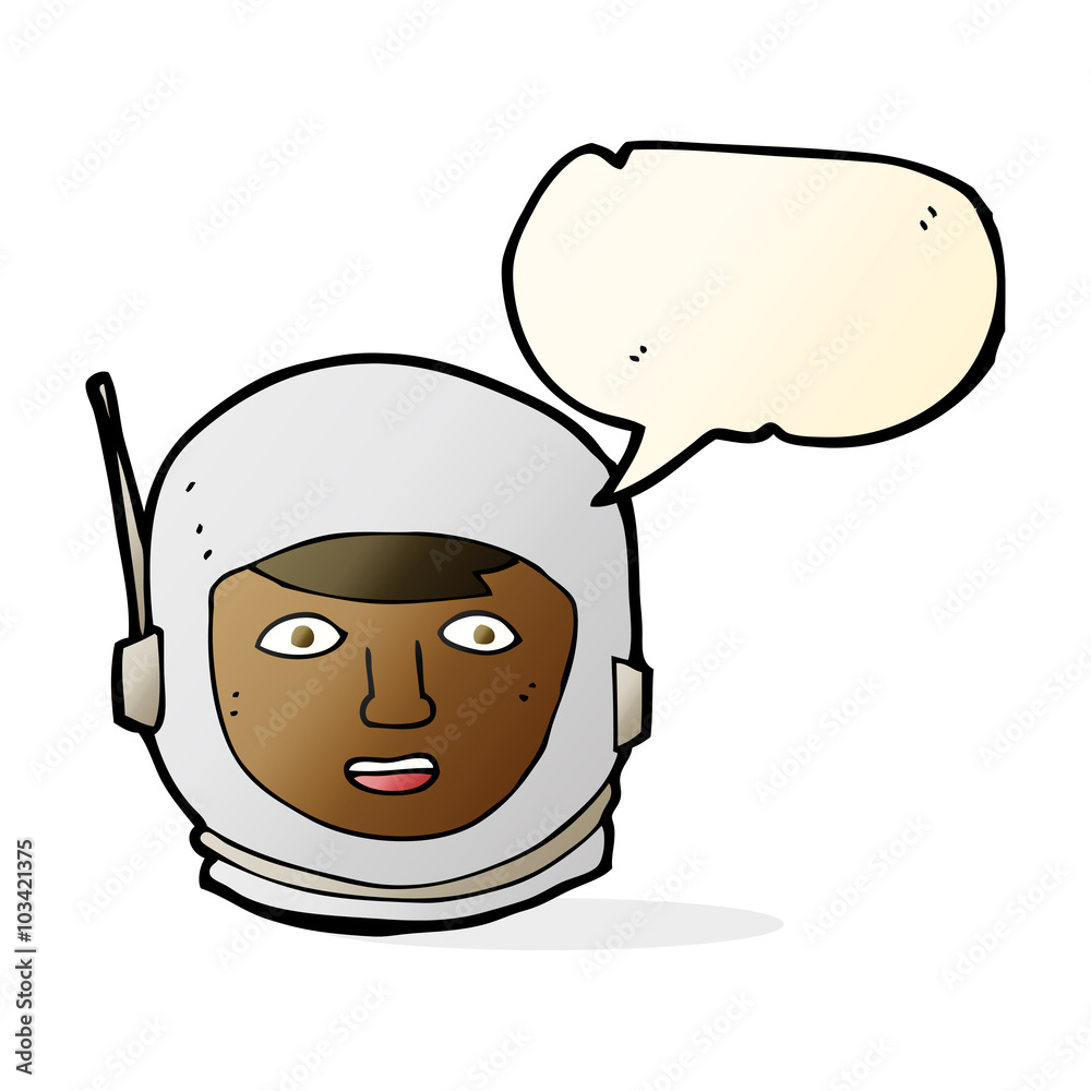 Fototapeta premium cartoon astronaut head with speech bubble