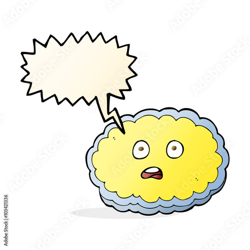 shocked cartoon cloud face with speech bubble