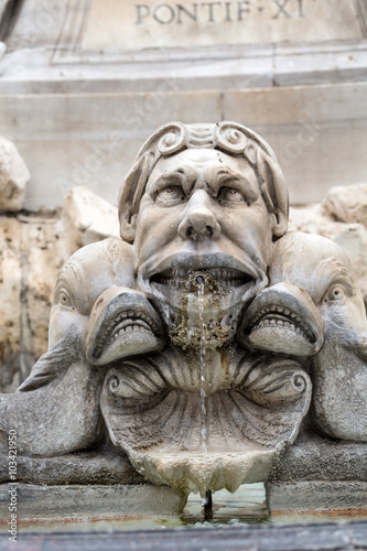  Close up of  Fountain of the Pantheon  Fontana del Pantheon   at Piazza della Rotonda .. Rome   Italy