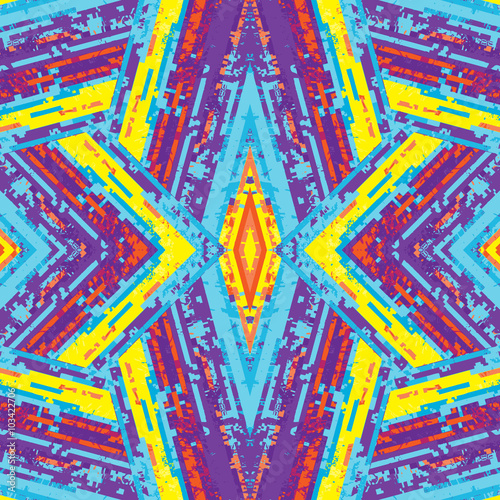 colorful glitch geometric seamless pattern.