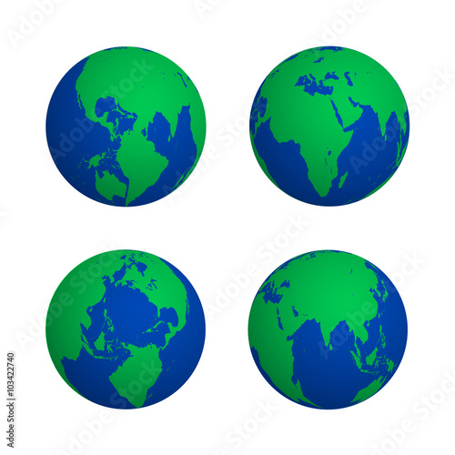 vector colorful globe various view set illustration.