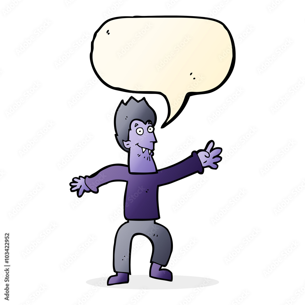 cartoon vampire with speech bubble cartoon vampire with speech bubble
