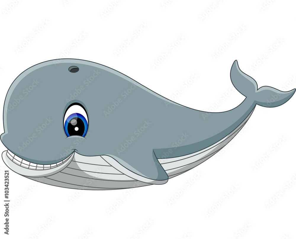 Obraz premium Illustration of cute cartoon whale