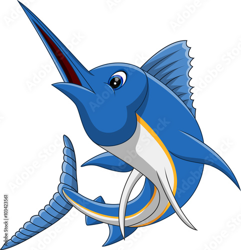 illustration of marlin fish cartoon 